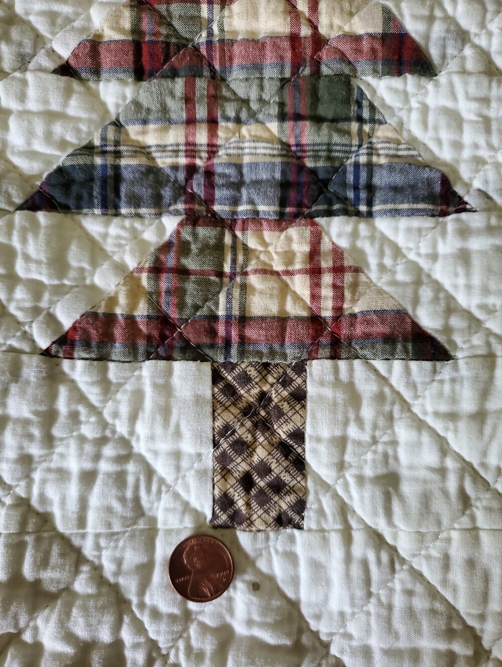 Two Quilted Tree Accent Pillow Shams Standard Patchwork Rustic Christmas Tree - Picture 8 of 14